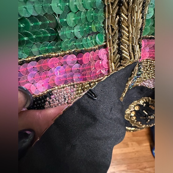 LESLIE FAY Vintage Jacket Sequin over 100%Silk Size XL good condition - Picture 5 of 7